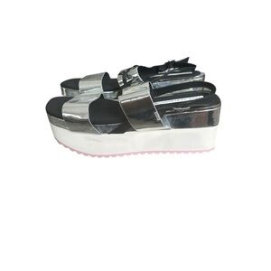 ZARA Silver Platform Sandals WOMENS size‎ 7.5 NWT
